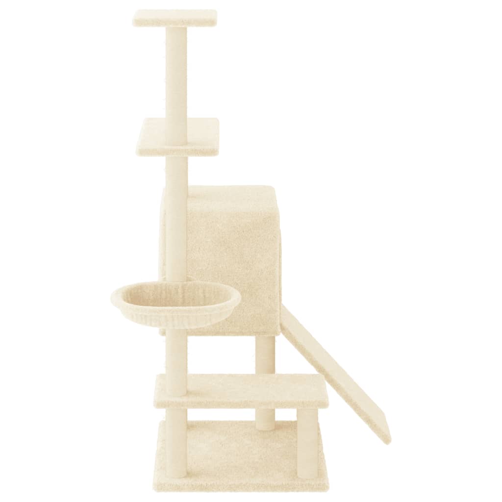 Rascador para gatos con postes de sisal color crema 130,5 cm vidaXL