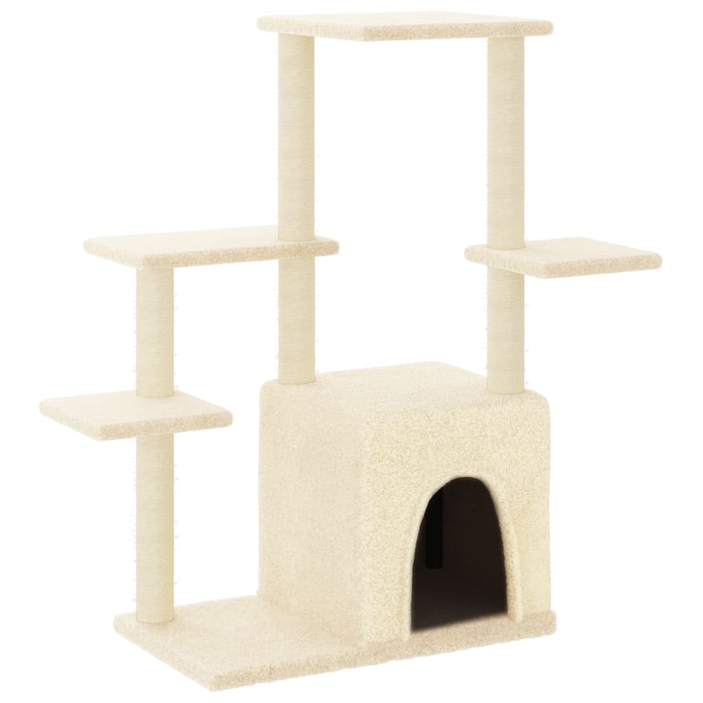 Rascador para gatos con postes de sisal color crema 97,5 cm