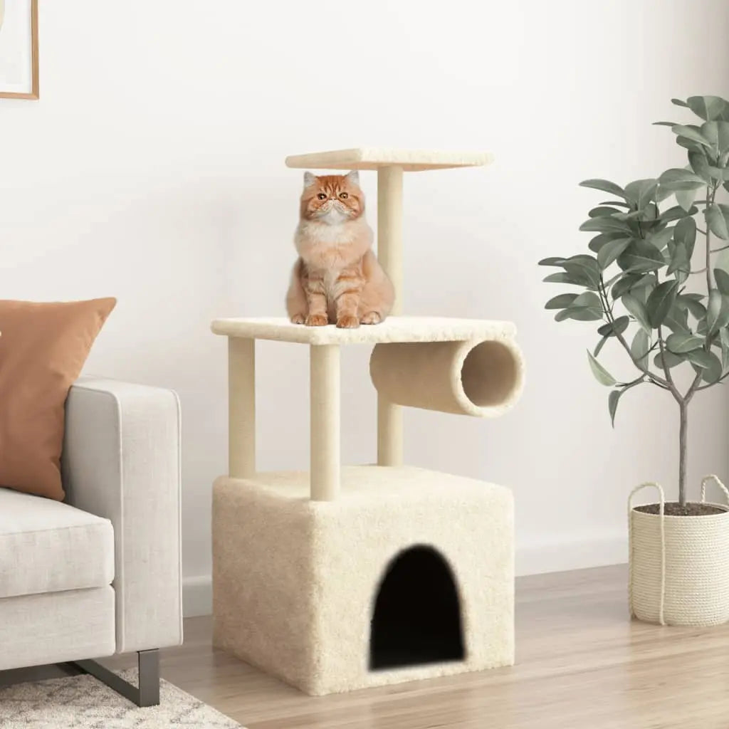 Vetonek Rascador para gatos con postes de sisal color crema 109,5 cm