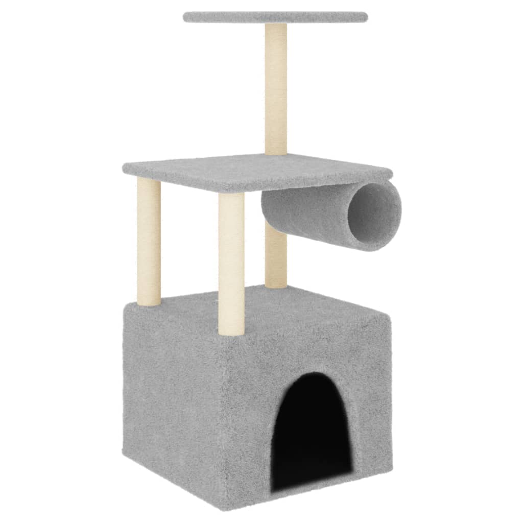 Árbol rascador gatos con postes de sisal gris claro 109,5 cm