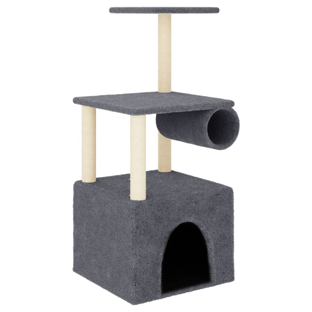 Rascador para gatos con postes de sisal gris oscuro 109,5 cm