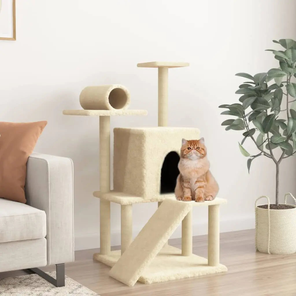 Vetonek Rascador para gatos con postes de sisal color crema 110,5 cm