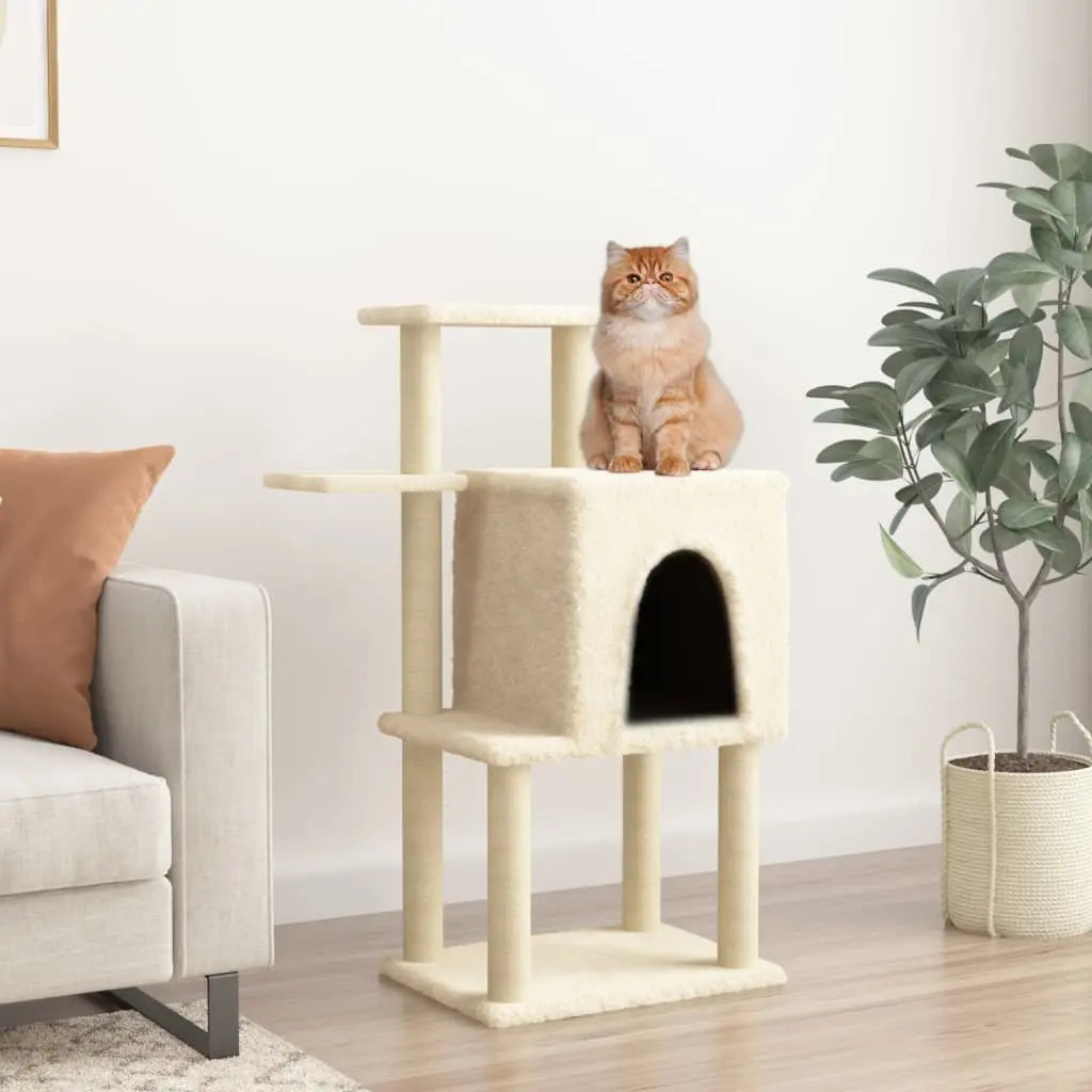 Vetonek Rascador para gatos con postes de sisal color crema 97 cm