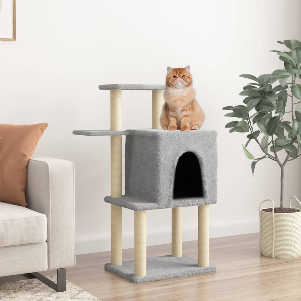 Vetonek Rascador para gatos con postes de sisal gris claro 97 cm