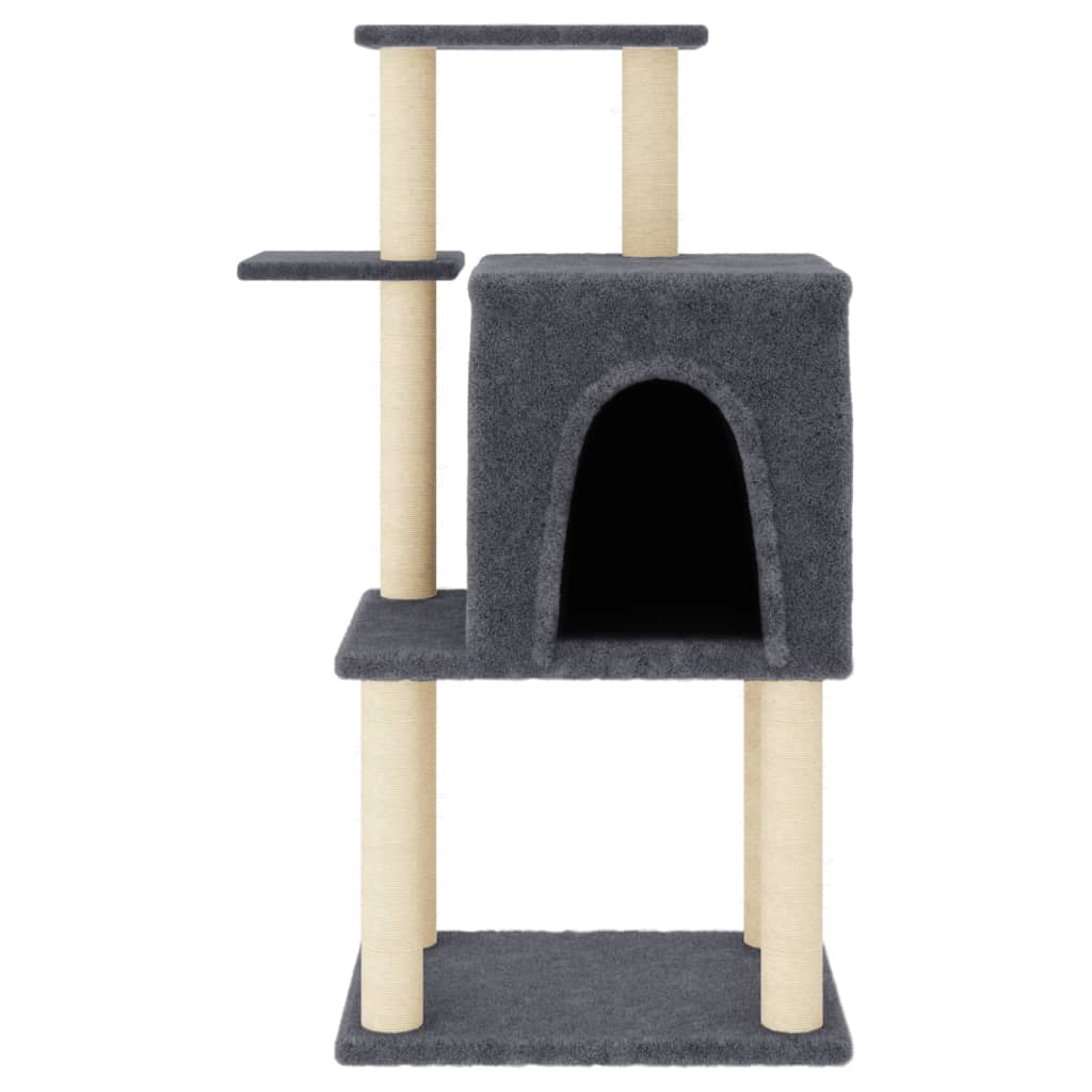 Rascador para gatos con postes de sisal gris oscuro 97 cm