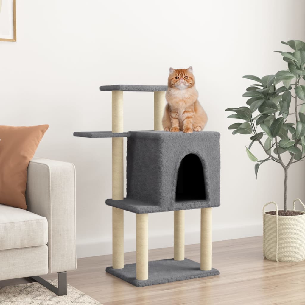 Poste para arranhar gatos com postes de sisal cinza escuro 97 cm v7055 Vetonek