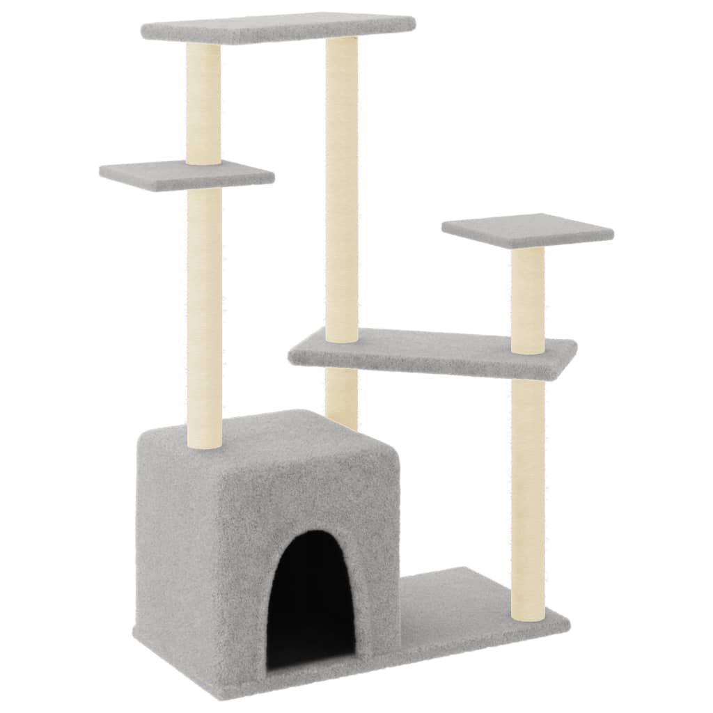 Rascador para gatos con postes de sisal gris claro 107,5 cm