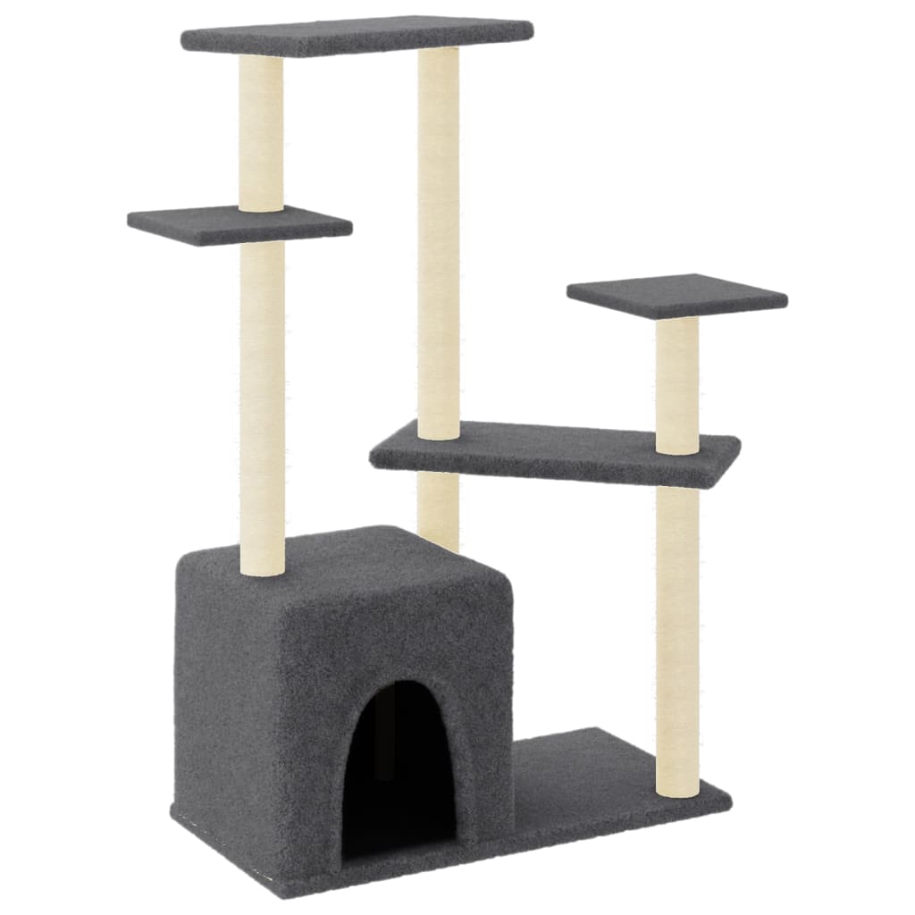 Rascador para gatos con postes de sisal gris oscuro 107,5 cm