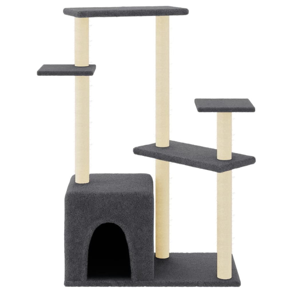 Rascador para gatos con postes de sisal gris oscuro 107,5 cm