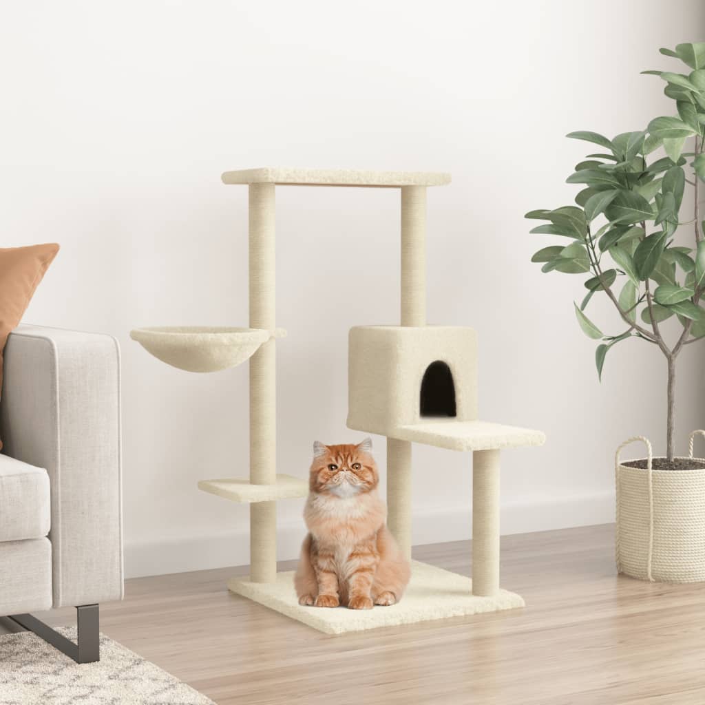 Vetonek Rascador para gatos con postes de sisal color crema 95 cm