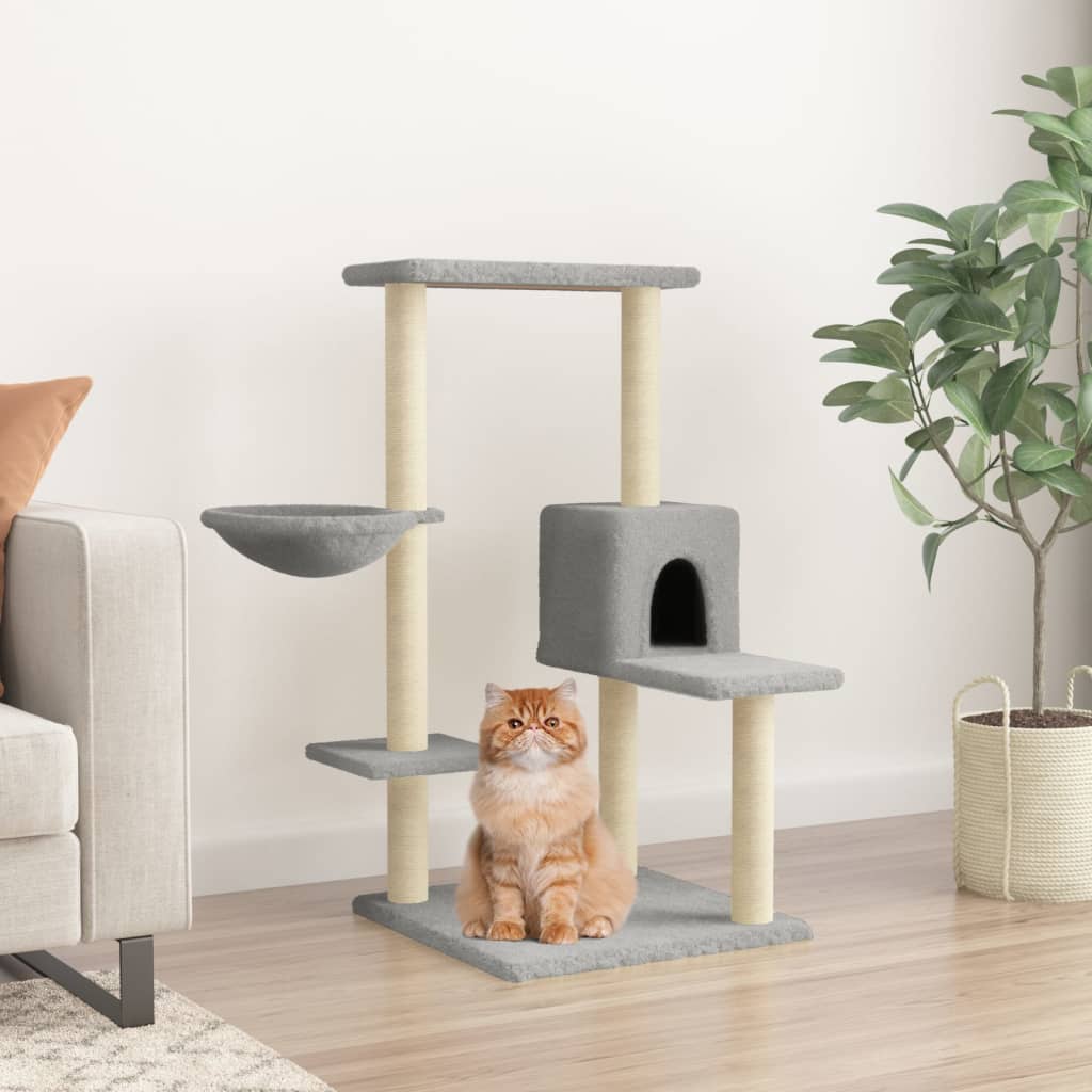 Vetonek Rascador para gatos con postes de sisal gris claro 95 cm