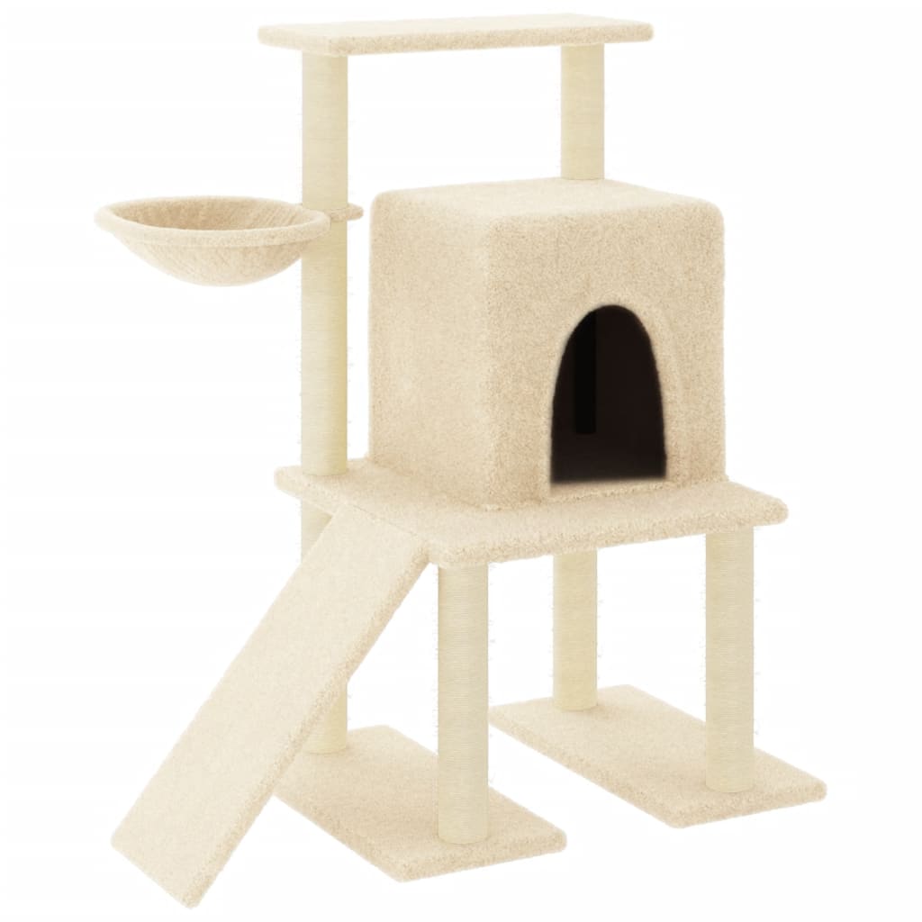 Rascador para gatos con postes de sisal color crema 96,5 cm