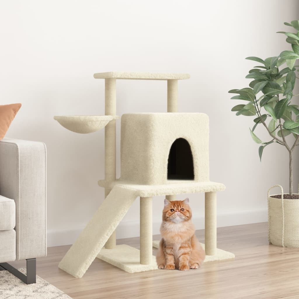 Vetonek Rascador para gatos con postes de sisal color crema 96,5 cm