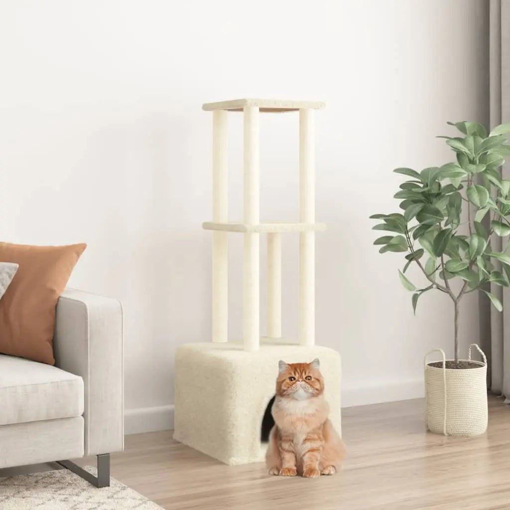 Vetonek Rascador para gatos con postes de sisal color crema 133,5 cm