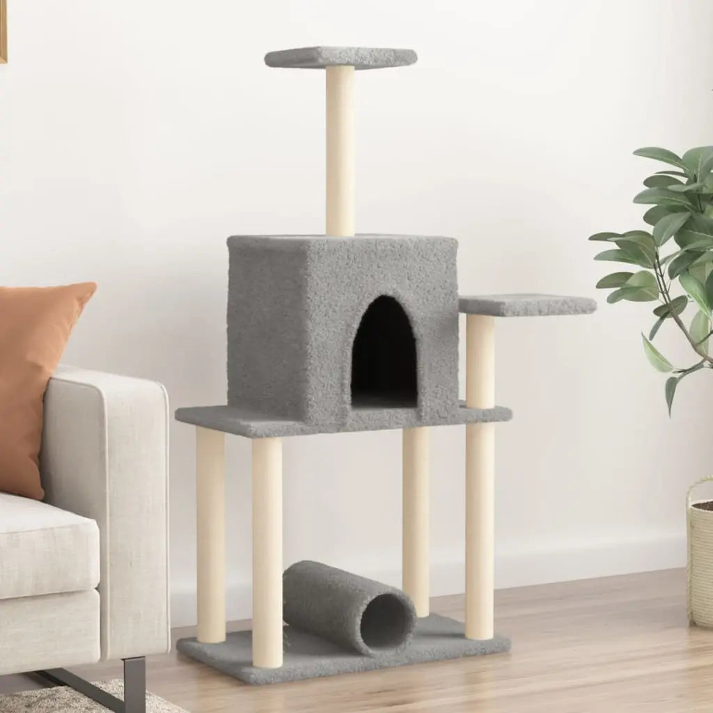 Vetonek Rascador para gatos con postes de sisal gris claro 122 cm