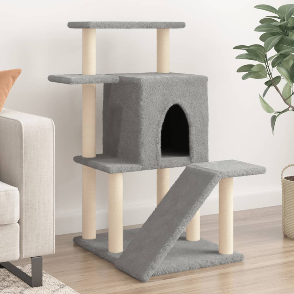 Vetonek Rascador para gatos con postes de sisal gris claro 97 cm