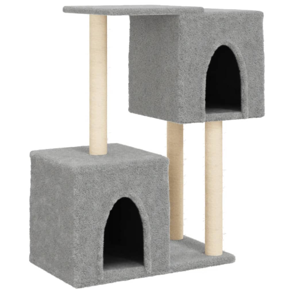 Rascador para gatos con postes de sisal gris claro 86 cm