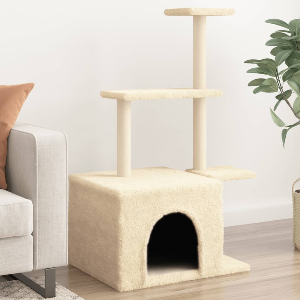 Vetonek Rascador para gatos con postes de sisal color crema 110 cm