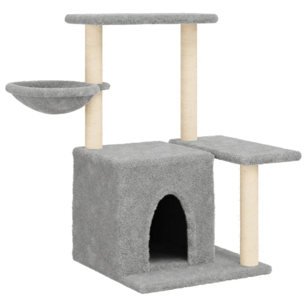 Rascador para gatos con postes de sisal gris claro 83 cm