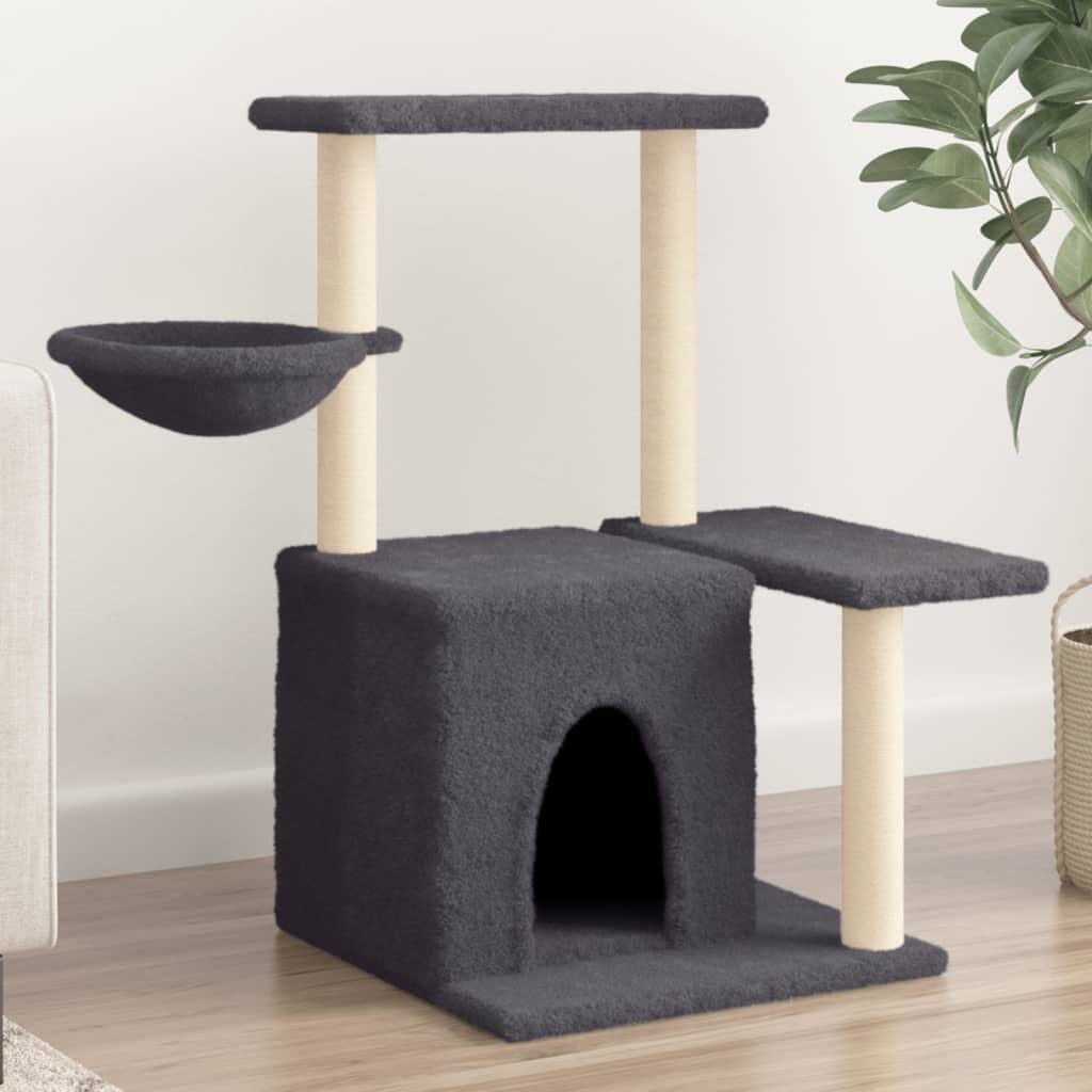 Poste para arranhar gatos com postes de sisal cinza escuro 83 cm v7505 Vetonek