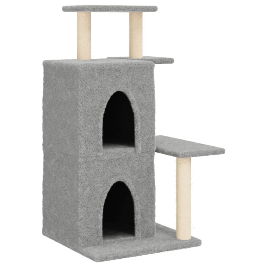 Rascador para gatos con postes de sisal gris claro 97 cm