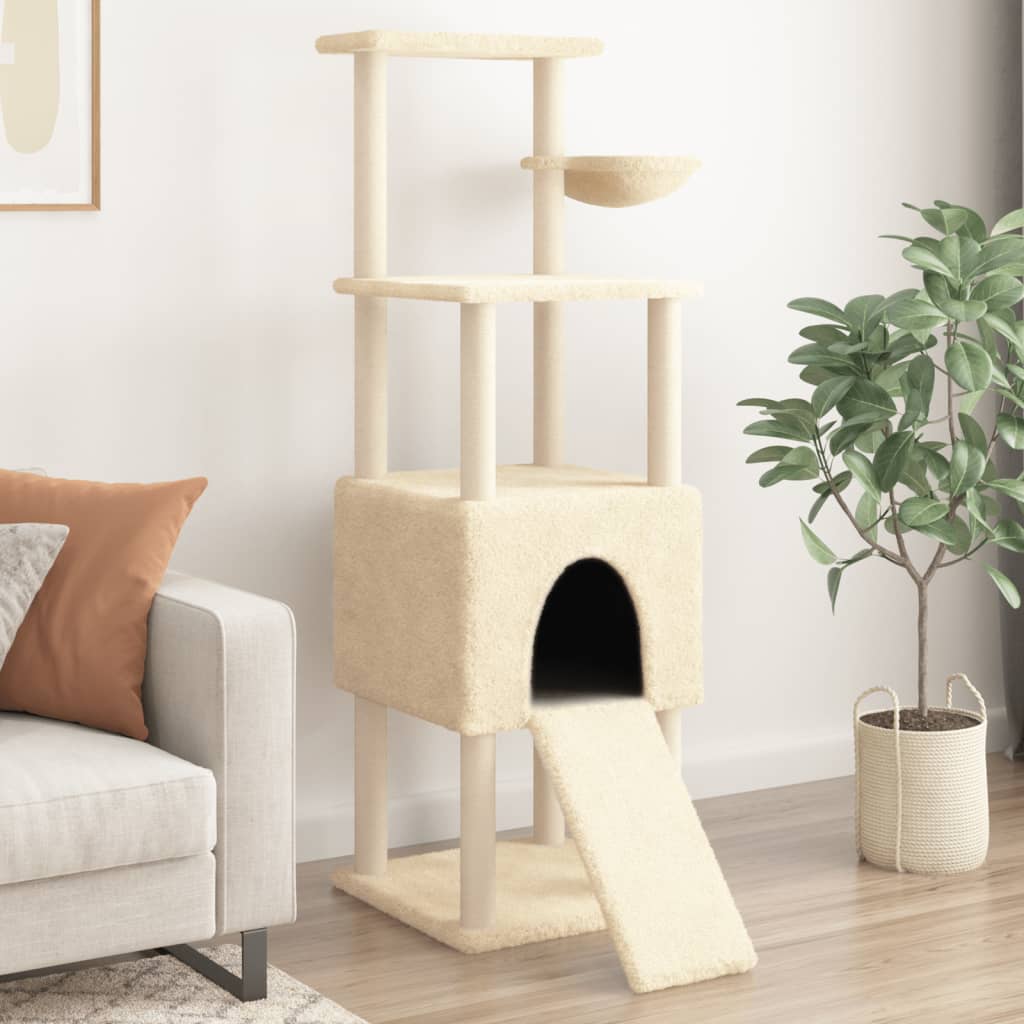 Vetonek Rascador para gatos con postes de sisal crema 153 cm