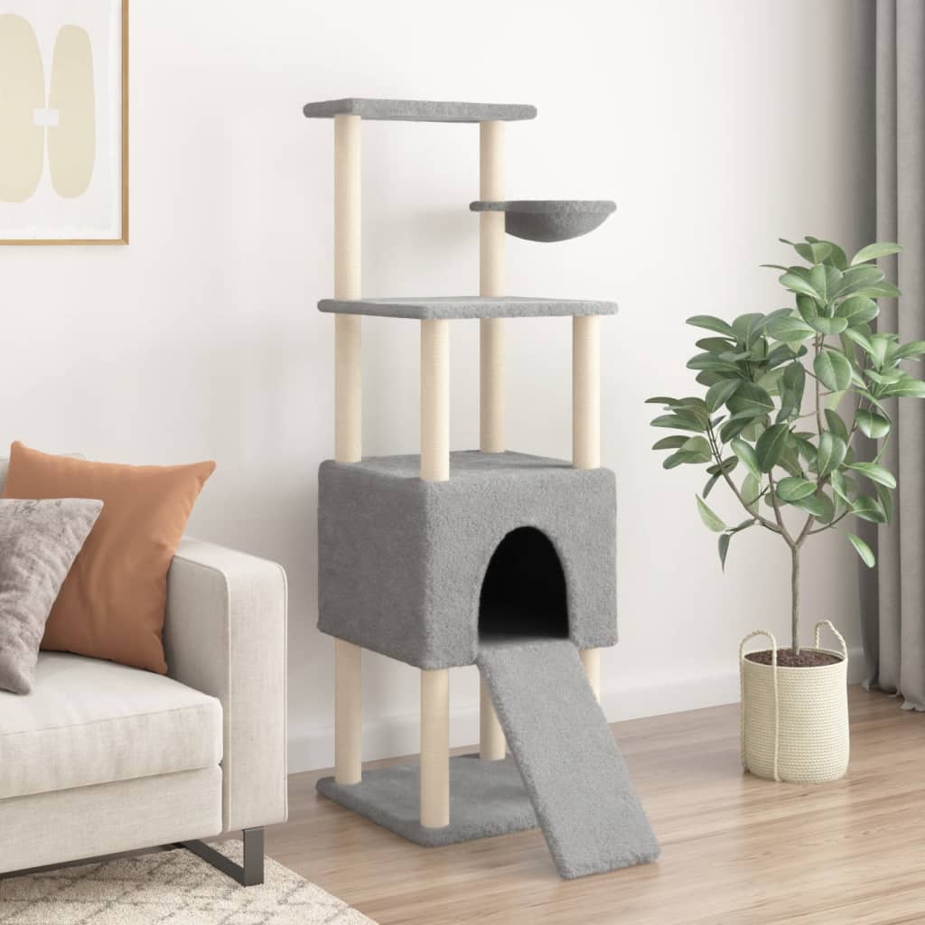 Catschador amb pals de sisal de color gris clar 153 cm