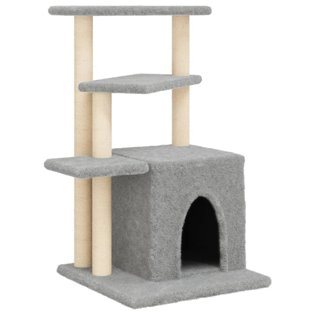 Rascador para gatos con postes de sisal gris claro 83,5 cm