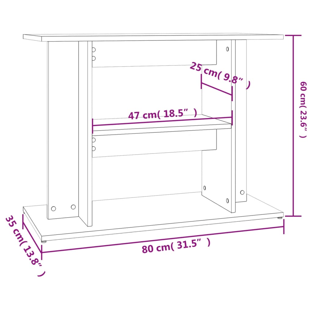 Soporte para acuario madera de ingeniería negro 80x35x60 cm vidaXL