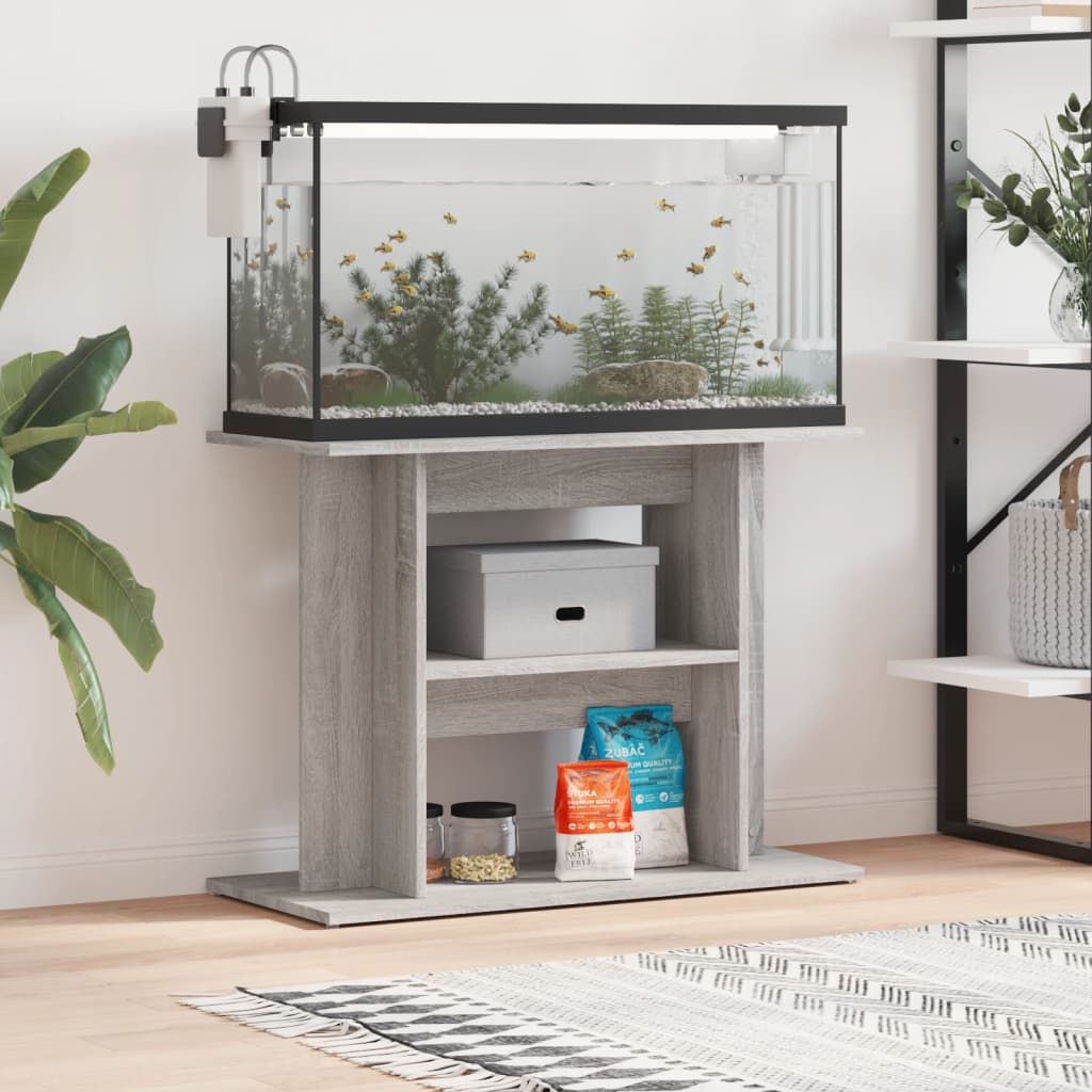 Vetonek Soporte para acuario madera ingeniería gris Sonoma 80x35x60 cm