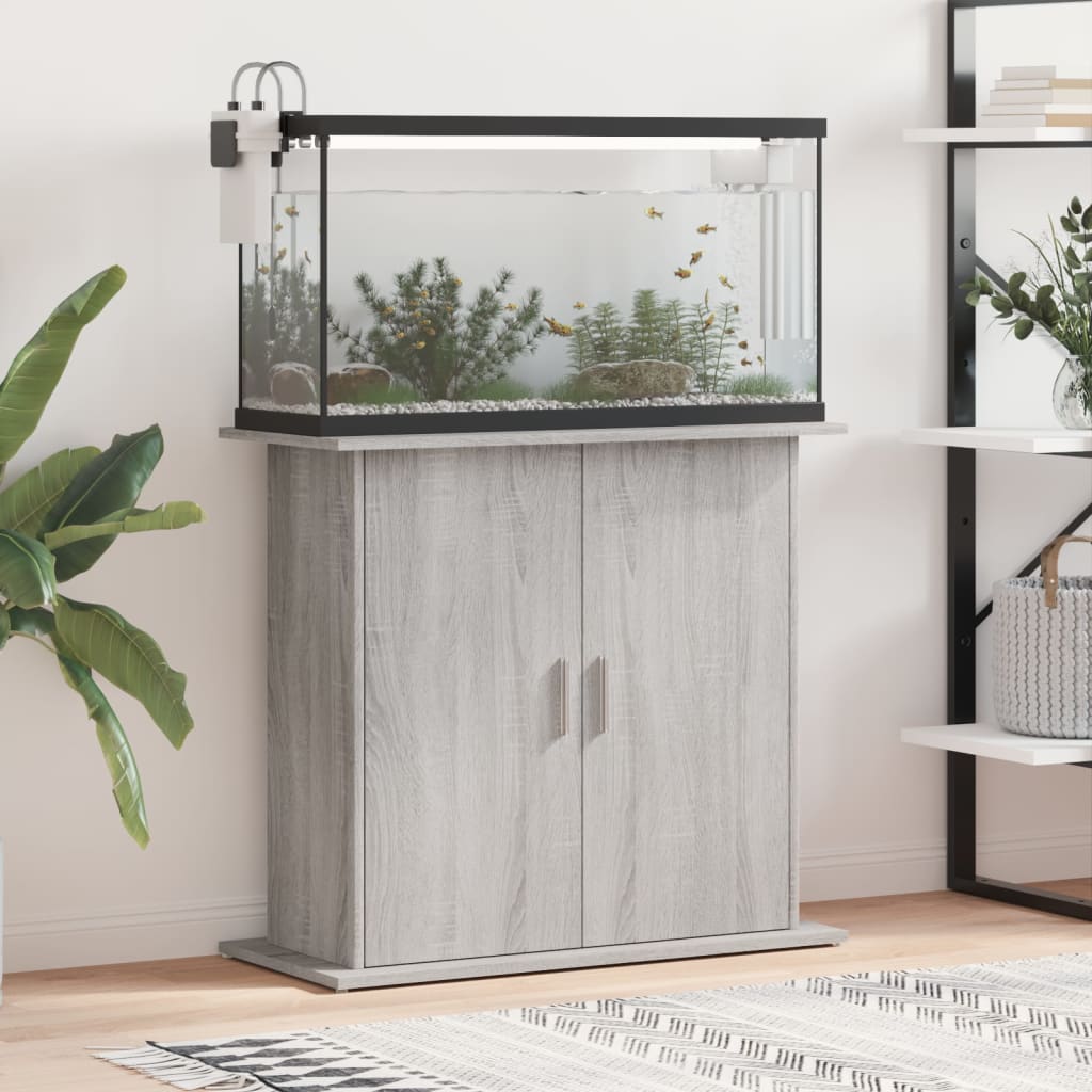 Vetonek Soporte para acuario madera ingeniería gris Sonoma 81x36x73 cm