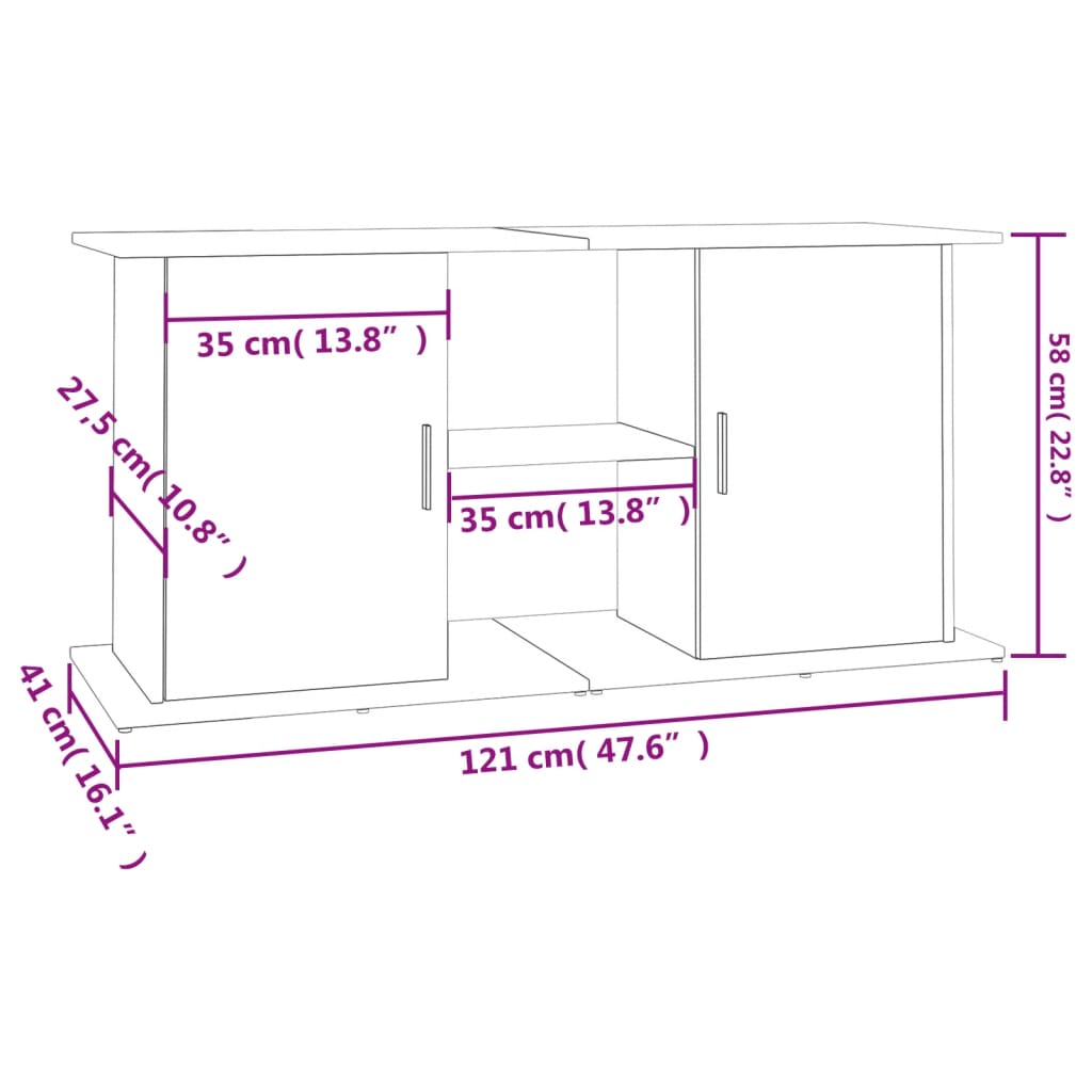 Soporte de acuario madera sintetizada Nexus roble Vica Home121x41x58 cm vidaXL