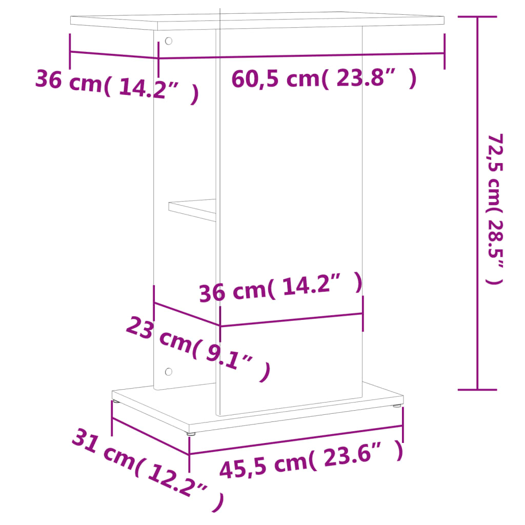 Soporte de acuario madera sintetizada Nexus gris Vica Home60,5x36x72,5cm vidaXL