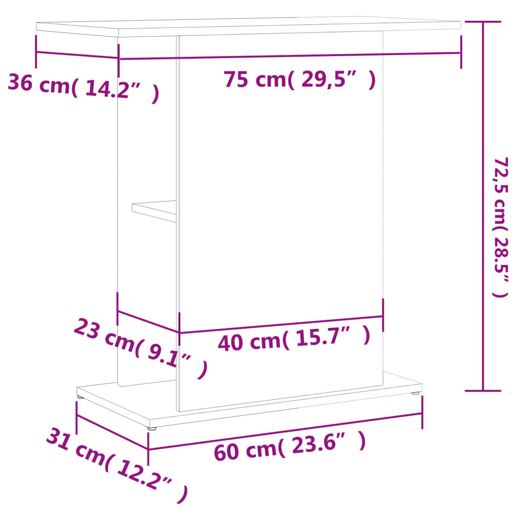 Soporte de acuario madera sintetizada Nexus gris Vica Home75x36x72,5 cm vidaXL