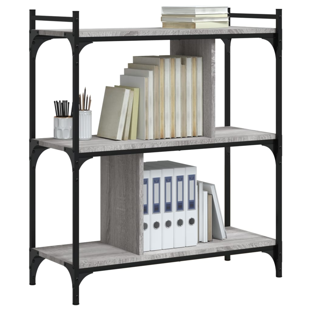 Librería 3 estantes madera sintetizada Nexus gris Sonoma 76x32x88 cm