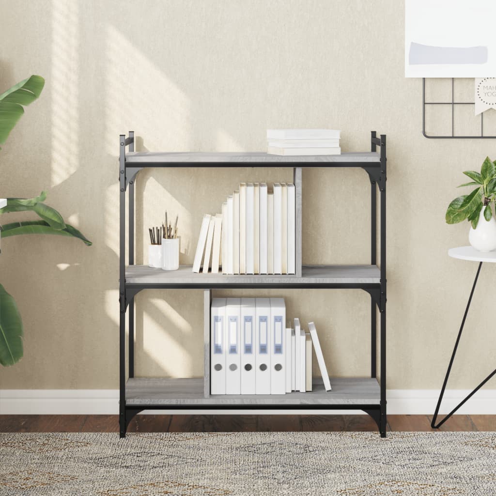 Vetonek Librería 3 estantes madera ingeniería gris Sonoma 76x32x88 cm