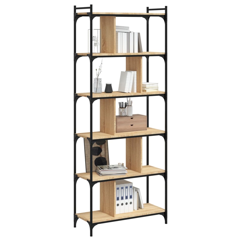 Bookstore 6 Scaffali in legno sintetizzati Nexus Oak Sonoma 76x32x192 cm