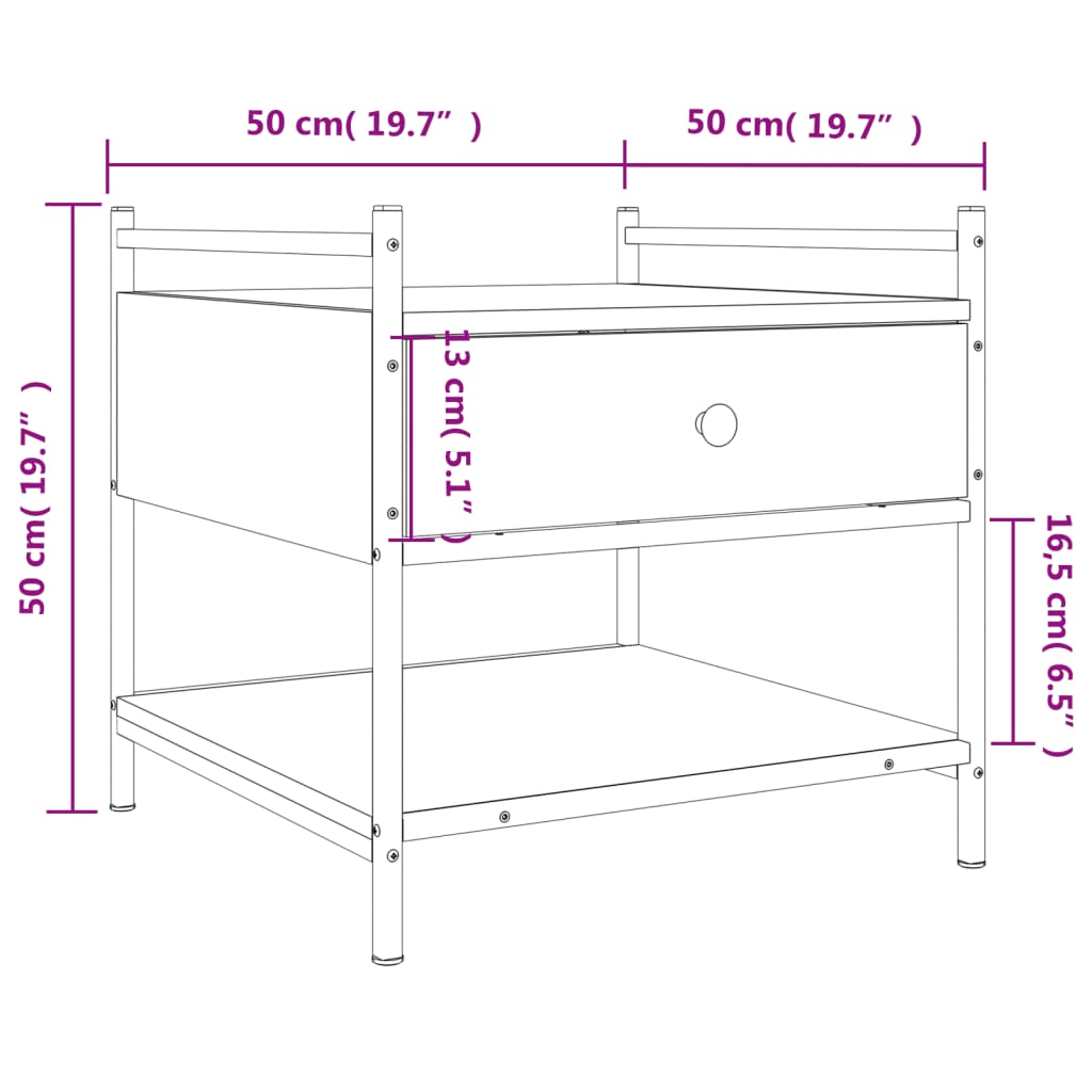 Centro in legno ingegneristico marrone Tabella 50x50x50 cm