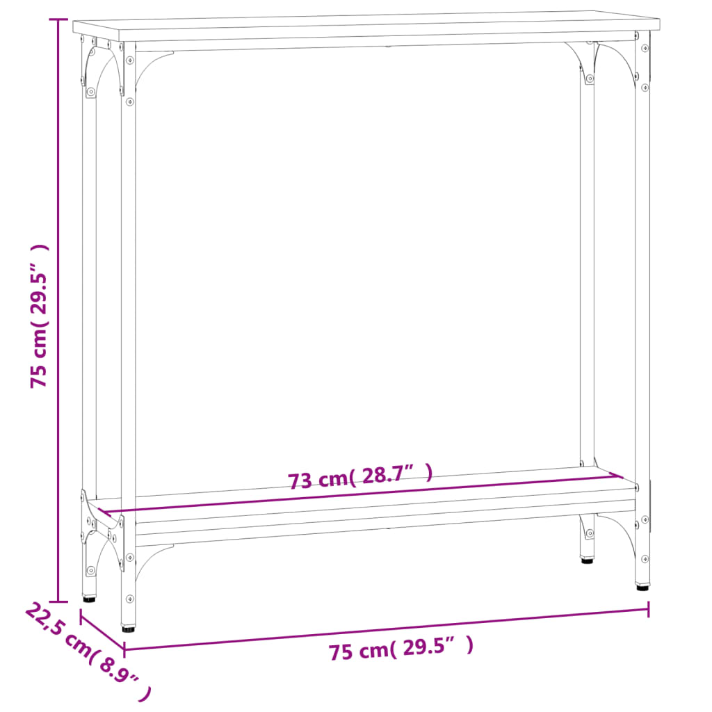 Mesa consola madera de ingeniería gris Sonoma 75x22,5x75 cm - Vetonek