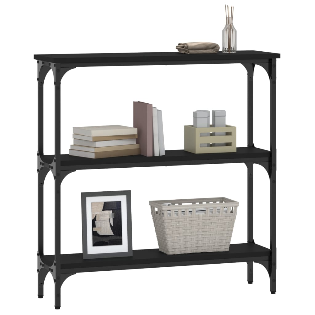 Black engineering wood console table 75x22.5x75 cm