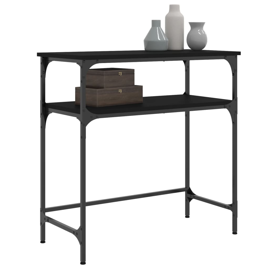 Black engineering wood console table 75x35.5x75 cm