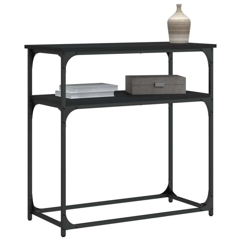 Black engineering wood console table 75x35.5x75 cm