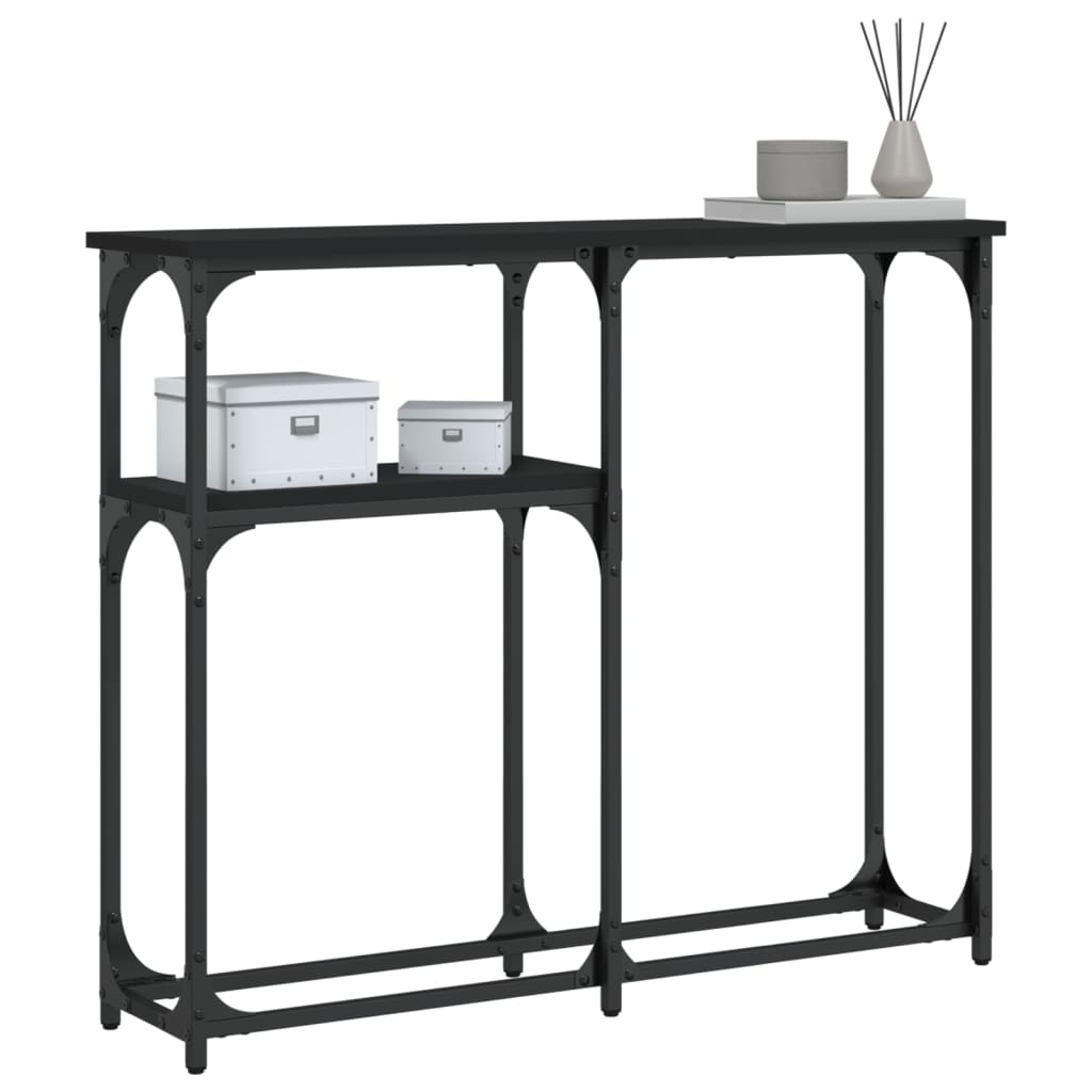 Black engineering wood console table 90x22.5x75 cm