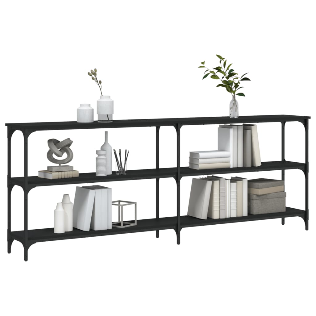 Black engineering wood console 200x29x75 cm