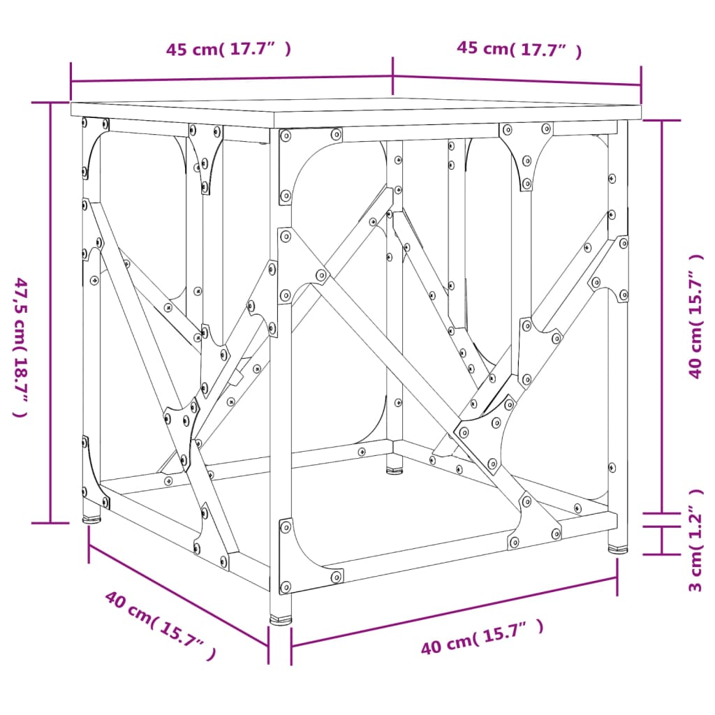 Tavolo centrale in legno ingegneristico marrone 45x45x47.5 cm