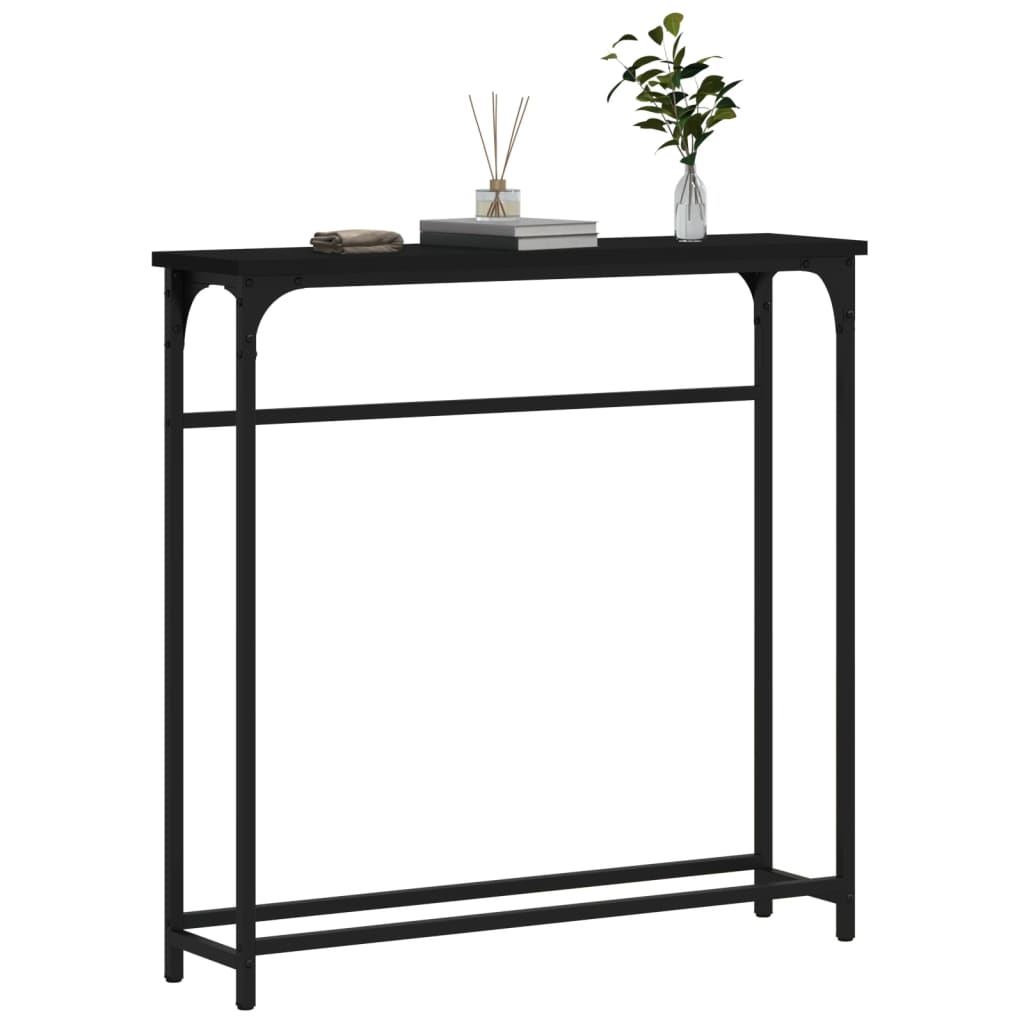 Black Engineering Wood Console Table 75x19.5x75 cm