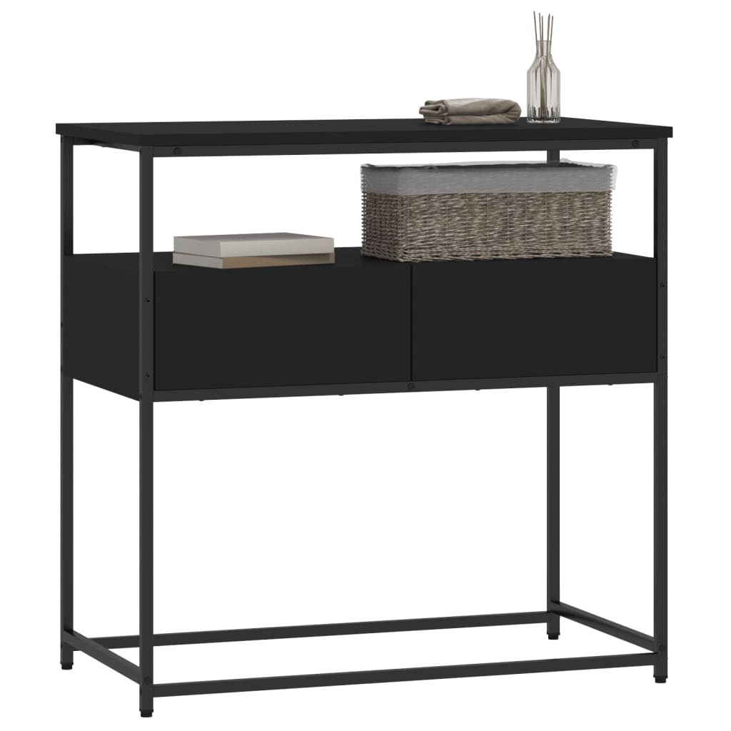 Black engineering wood console table 75x40x75 cm