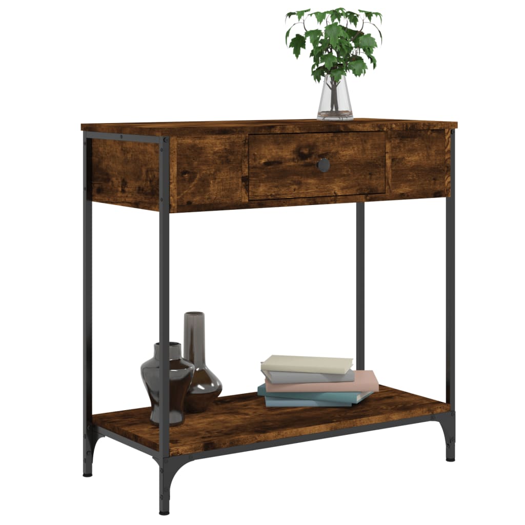 Smoked oak engine wood console 75x34,5x75 cm