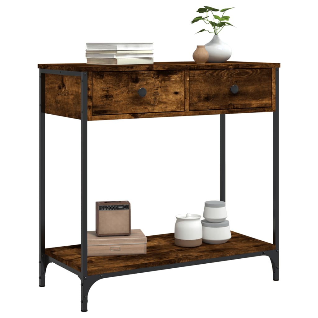 Smoked oak engine wood console 75x34,5x75 cm