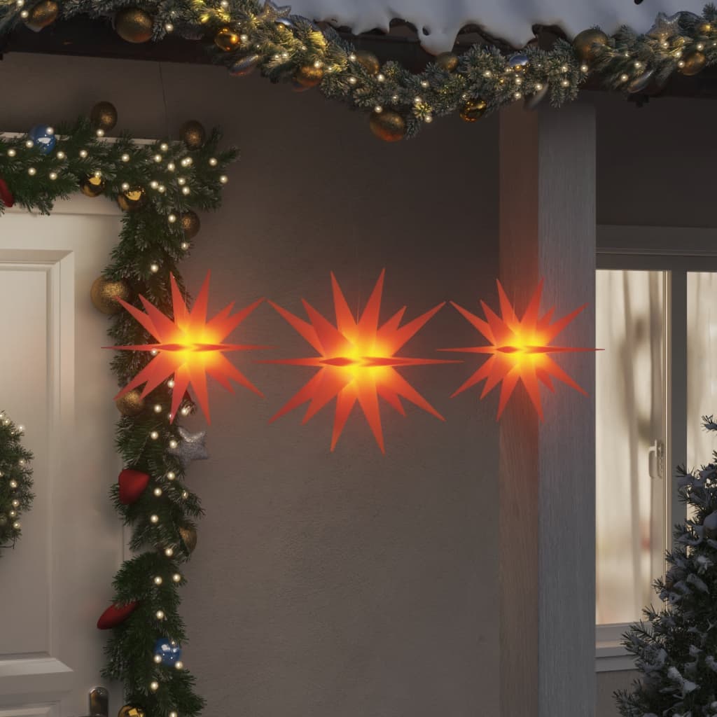 Vetonek Lámparas de Navidad LED plegables 3 unidades rojo